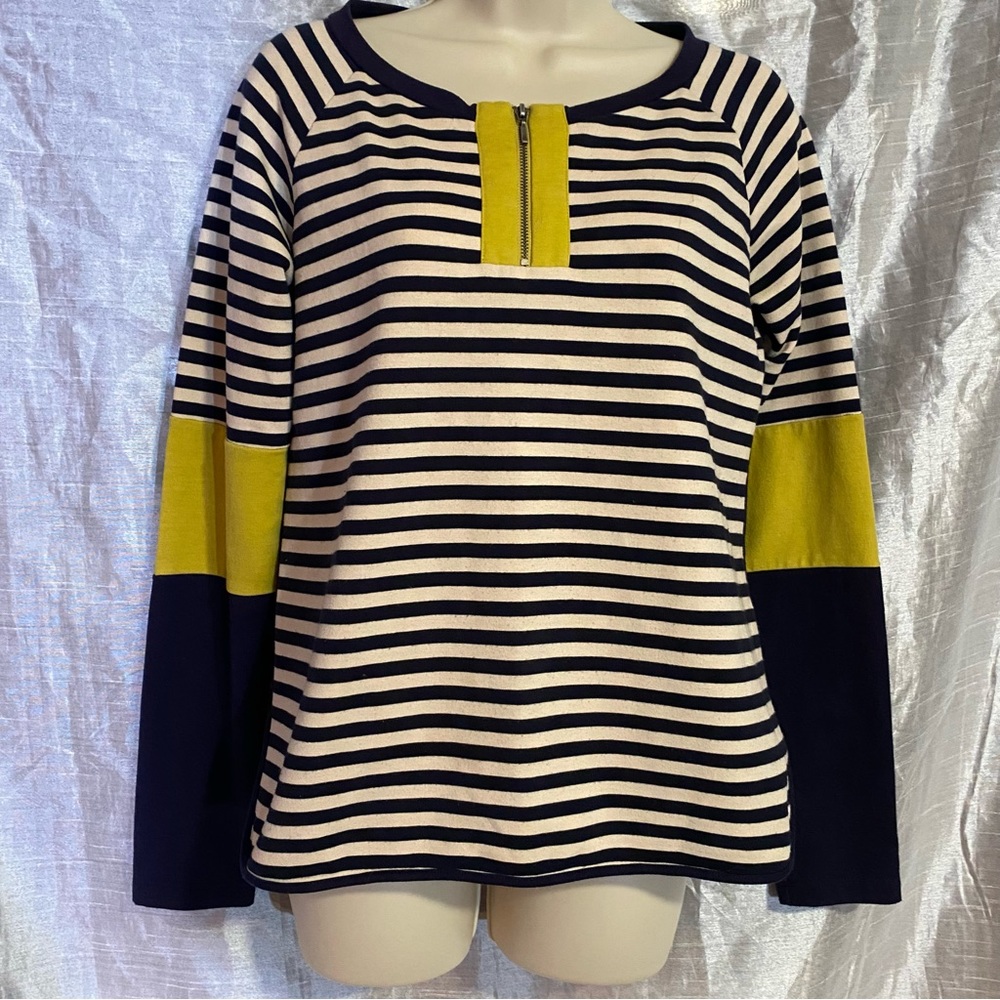 People Like Frank color block 1/4 zip top SZ M, GUC, striped with curved…